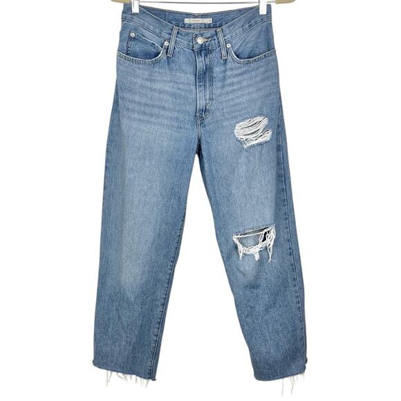 Levi’s 94 Baggy Straight Leg Jeans 27 Distressed Raw Hem - Picture 1 of 6